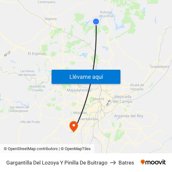Gargantilla Del Lozoya Y Pinilla De Buitrago to Batres map