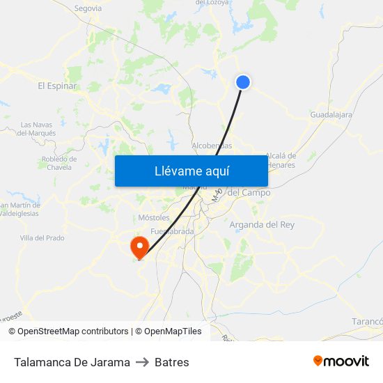 Talamanca De Jarama to Batres map