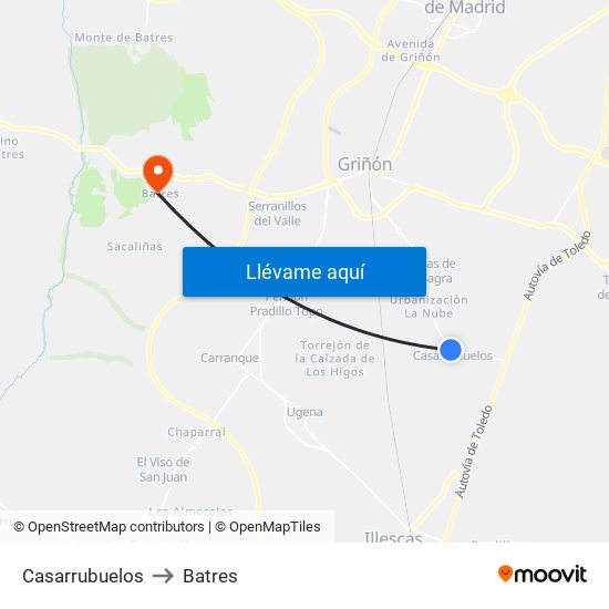 Casarrubuelos to Batres map