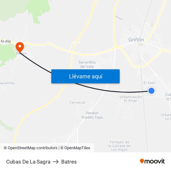Cubas De La Sagra to Batres map