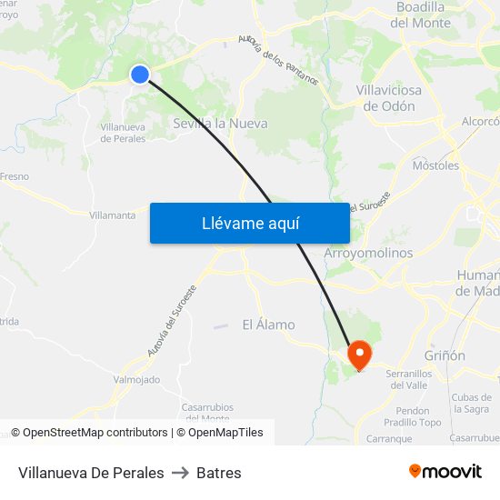 Villanueva De Perales to Batres map