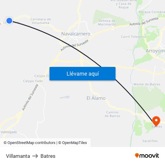 Villamanta to Batres map