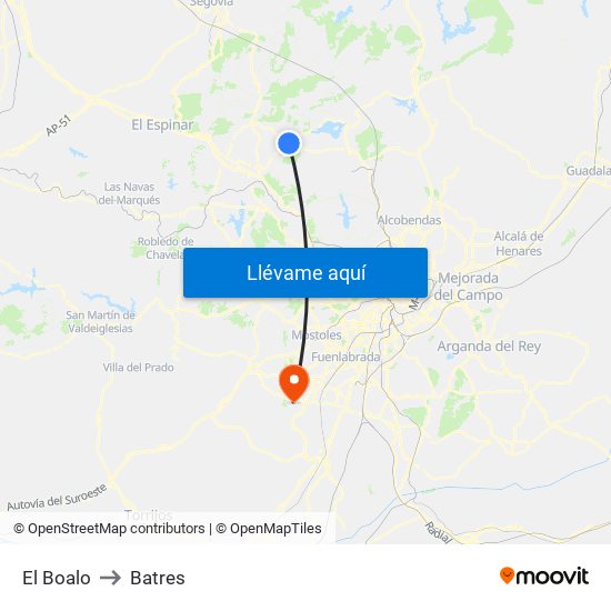 El Boalo to Batres map