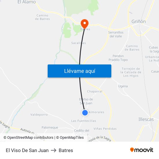 El Viso De San Juan to Batres map