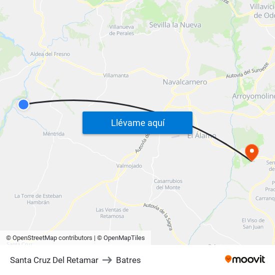 Santa Cruz Del Retamar to Batres map