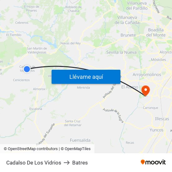 Cadalso De Los Vidrios to Batres map