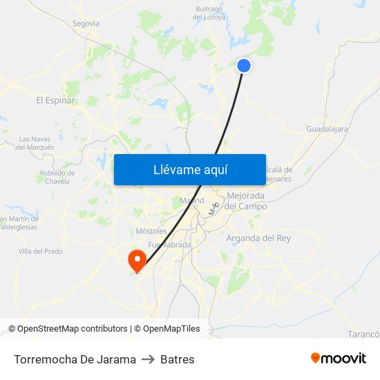 Torremocha De Jarama to Batres map