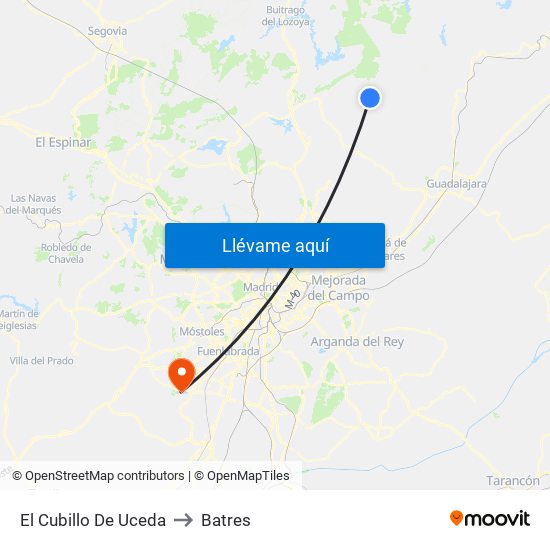 El Cubillo De Uceda to Batres map
