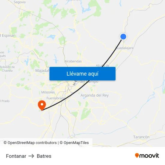 Fontanar to Batres map