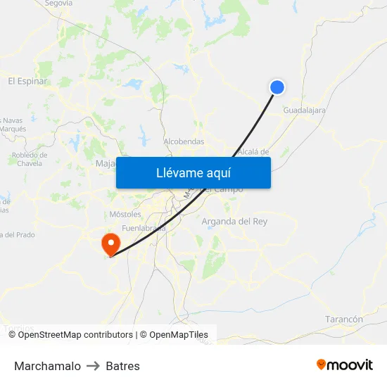 Marchamalo to Batres map