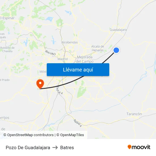 Pozo De Guadalajara to Batres map