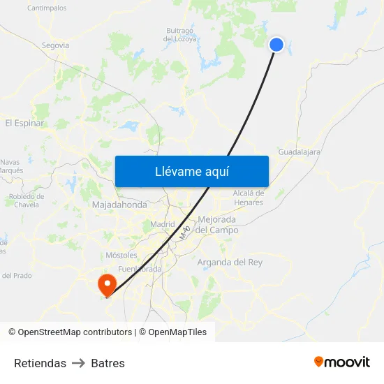 Retiendas to Batres map