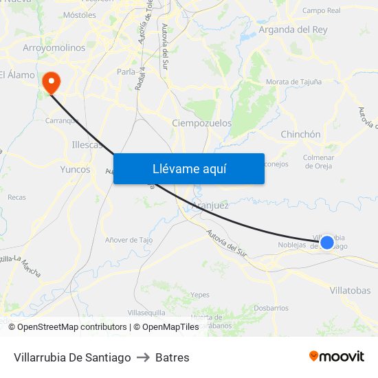 Villarrubia De Santiago to Batres map