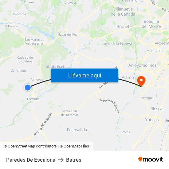 Paredes De Escalona to Batres map