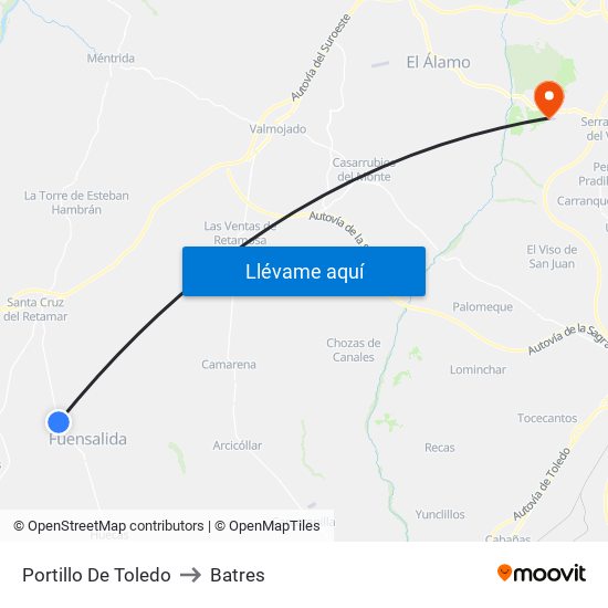 Portillo De Toledo to Batres map