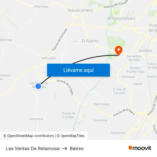 Las Ventas De Retamosa to Batres map