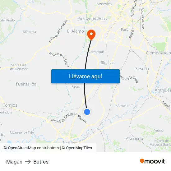 Magán to Batres map