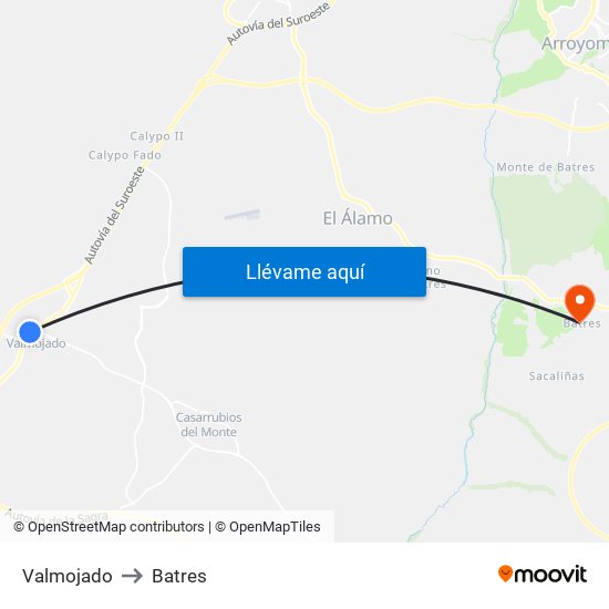 Valmojado to Batres map
