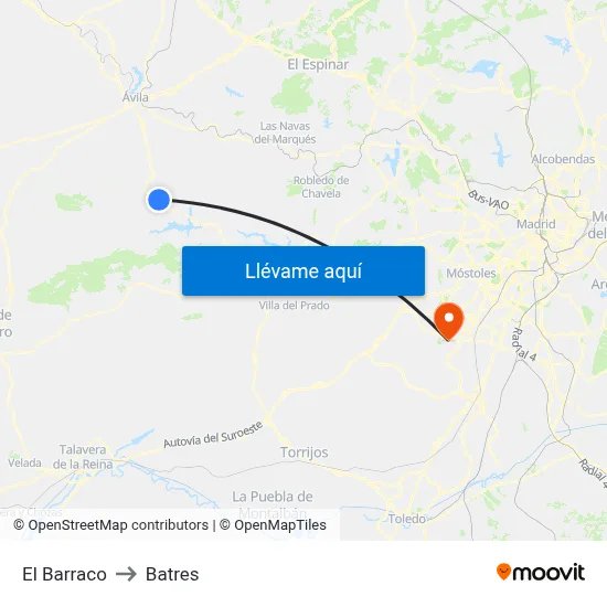 El Barraco to Batres map