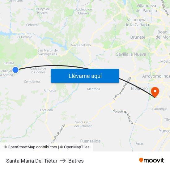 Santa María Del Tiétar to Batres map