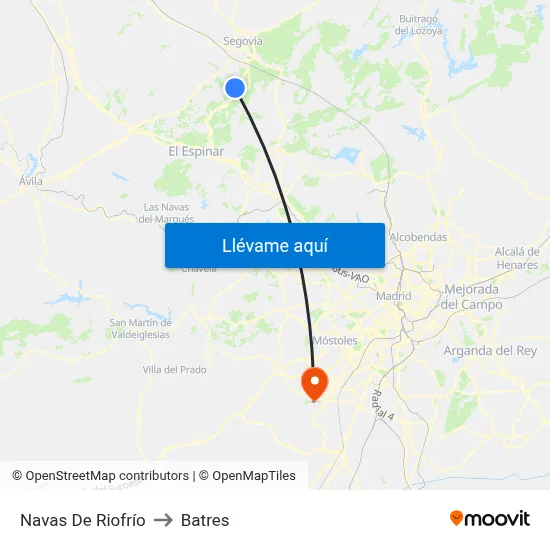 Navas De Riofrío to Batres map