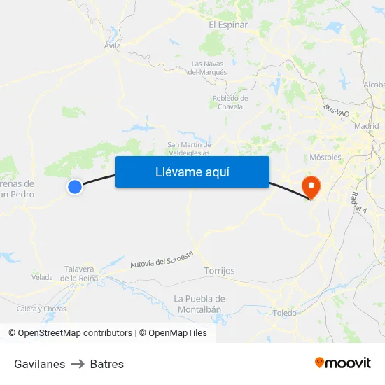 Gavilanes to Batres map