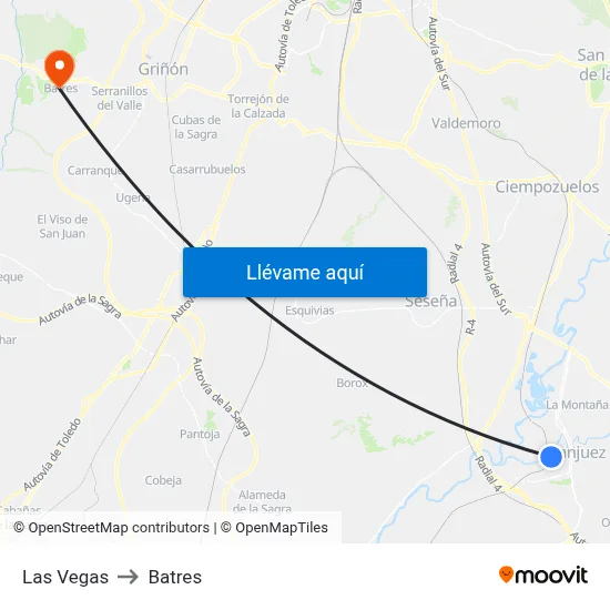 Las Vegas to Batres map