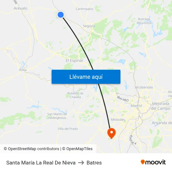 Santa María La Real De Nieva to Batres map