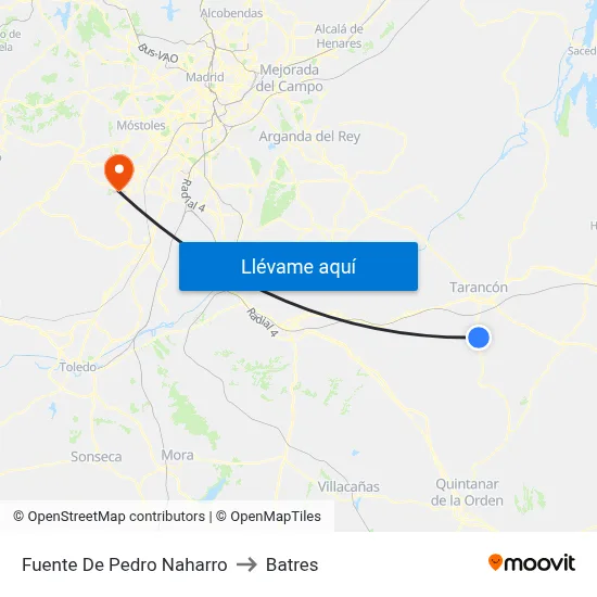 Fuente De Pedro Naharro to Batres map