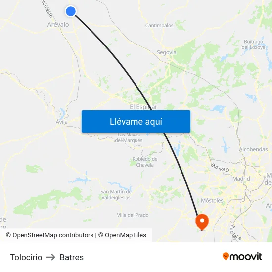 Tolocirio to Batres map