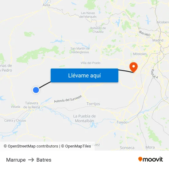 Marrupe to Batres map
