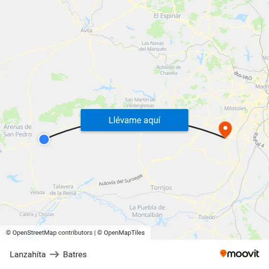 Lanzahíta to Batres map
