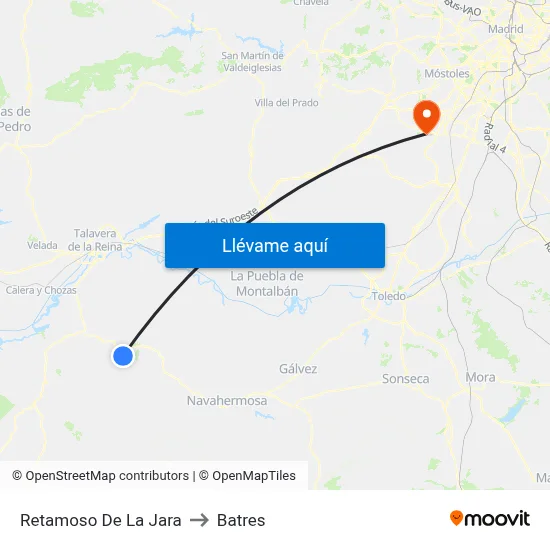Retamoso De La Jara to Batres map