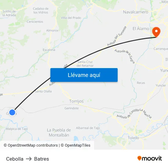 Cebolla to Batres map