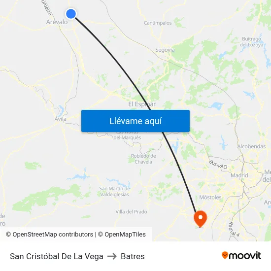 San Cristóbal De La Vega to Batres map