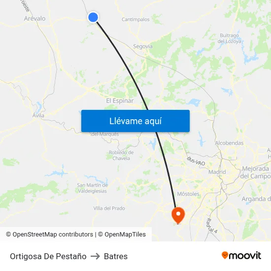 Ortigosa De Pestaño to Batres map