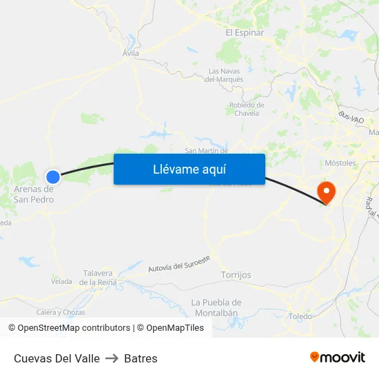 Cuevas Del Valle to Batres map