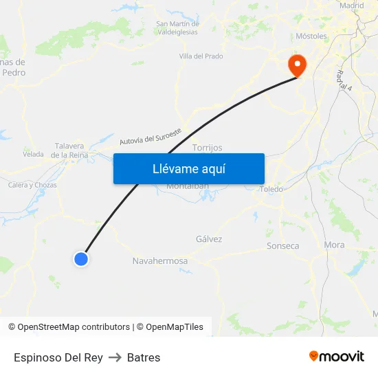 Espinoso Del Rey to Batres map