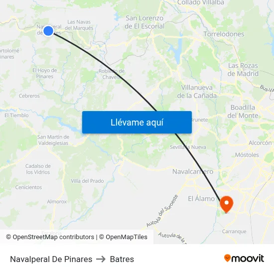Navalperal De Pinares to Batres map