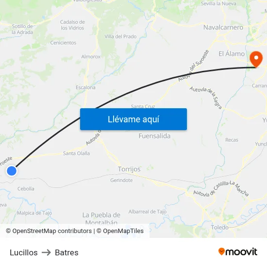 Lucillos to Batres map