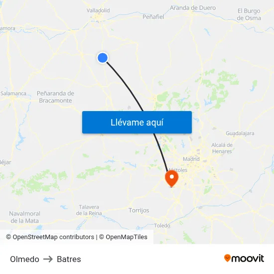 Olmedo to Batres map