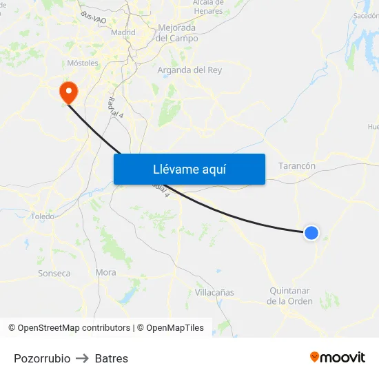 Pozorrubio to Batres map