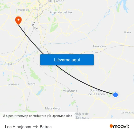 Los Hinojosos to Batres map