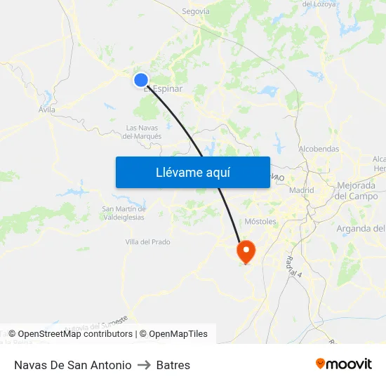 Navas De San Antonio to Batres map