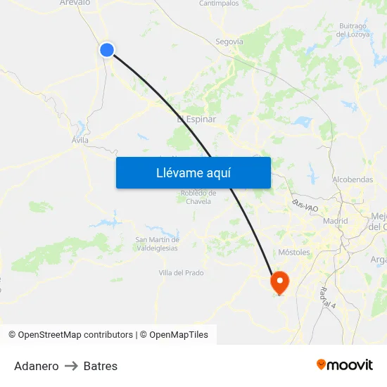 Adanero to Batres map