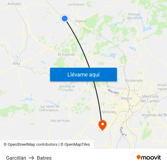 Garcillán to Batres map