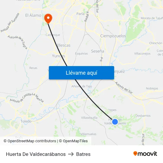 Huerta De Valdecarábanos to Batres map
