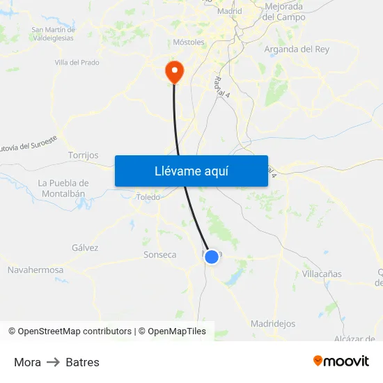 Mora to Batres map