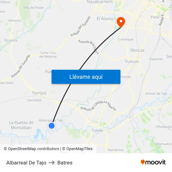 Albarreal De Tajo to Batres map