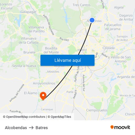 Alcobendas to Batres map